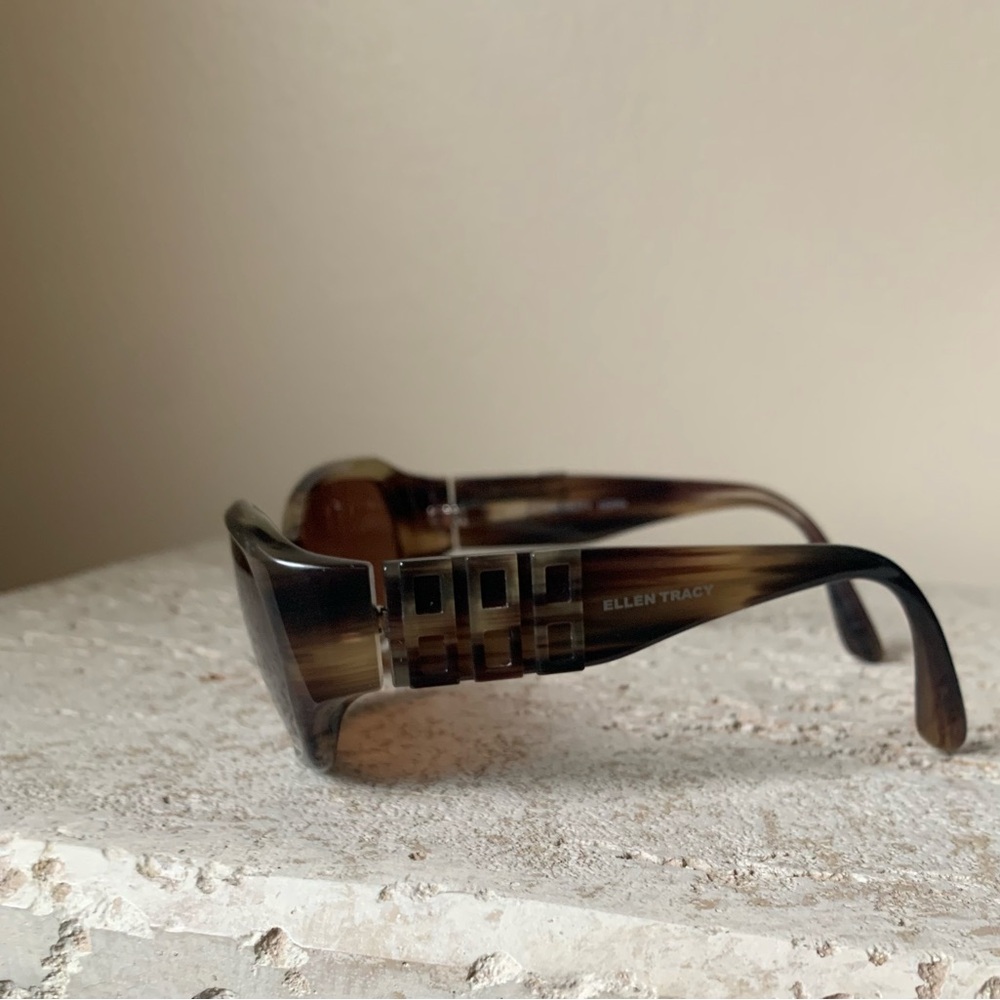 Ellen Tracy Brown Rectangular Sunglasses - image 3